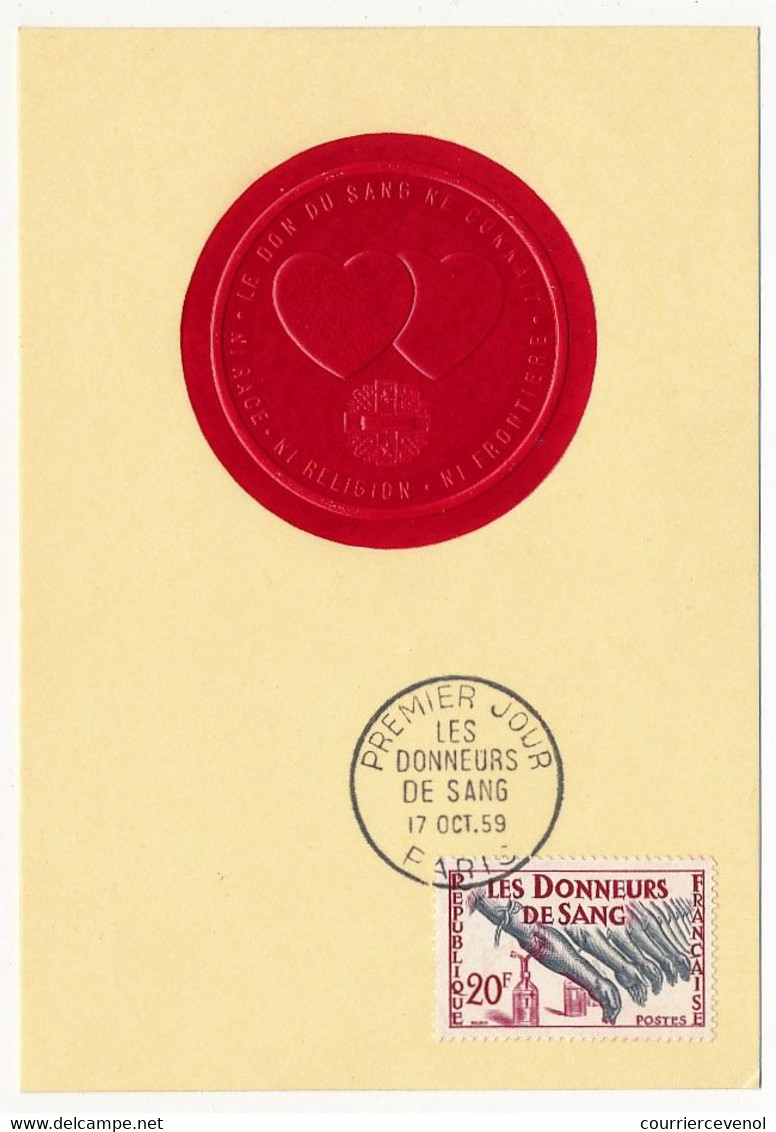 FRANCE - 2 Cartes Maximum - 20F Donneurs De Sang - Paris - 17 Octobre 1959 - 1950-1959