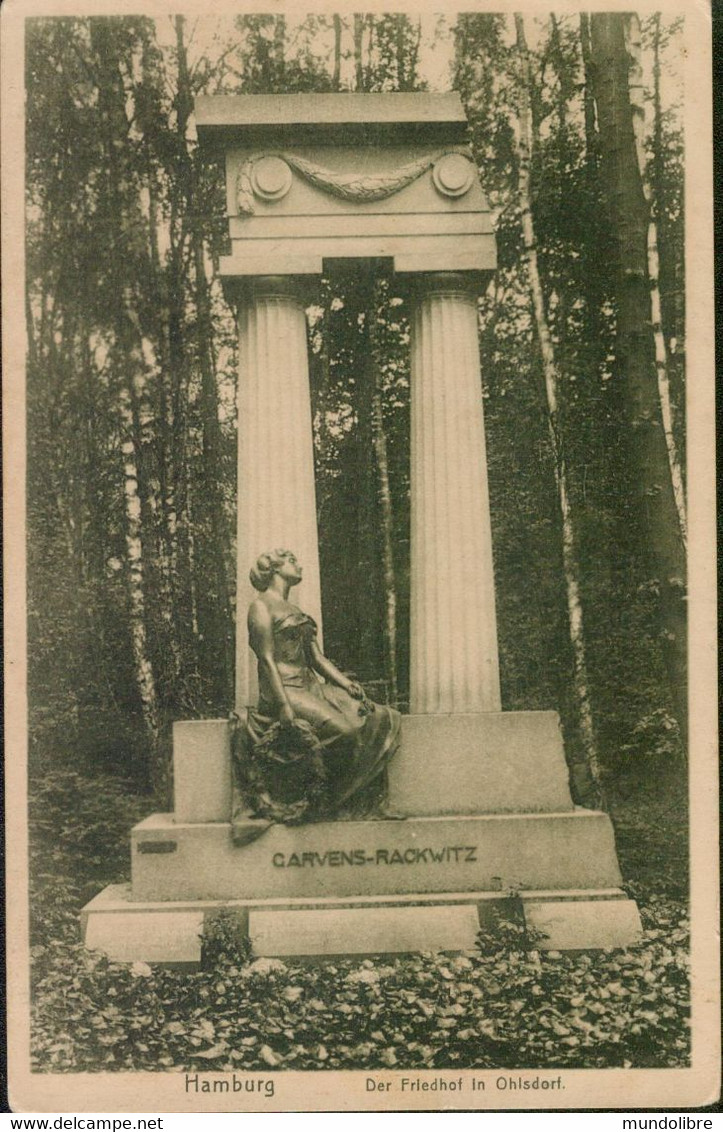 Alte Kleinformatkarte HAMBURG, Denkmal Auf Dem Friedhof Olsdorf - Nord