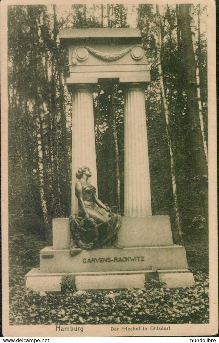 Alte Kleinformatkarte HAMBURG, Denkmal Auf Dem Friedhof Olsdorf - Noord