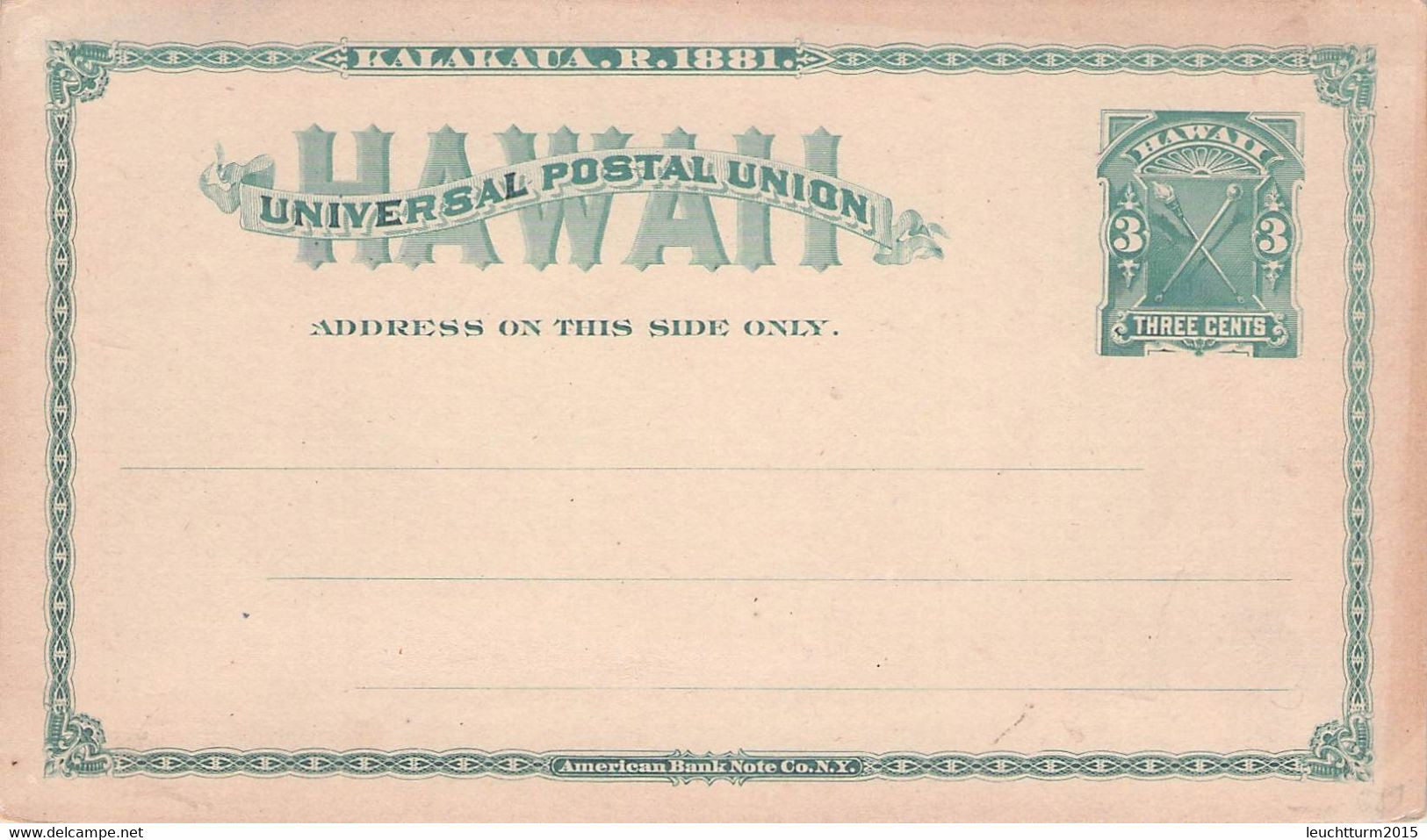 HAWAII - STATIONARY POSTCARD 3 CENTS 1882-1892  /AA13* - Hawaii