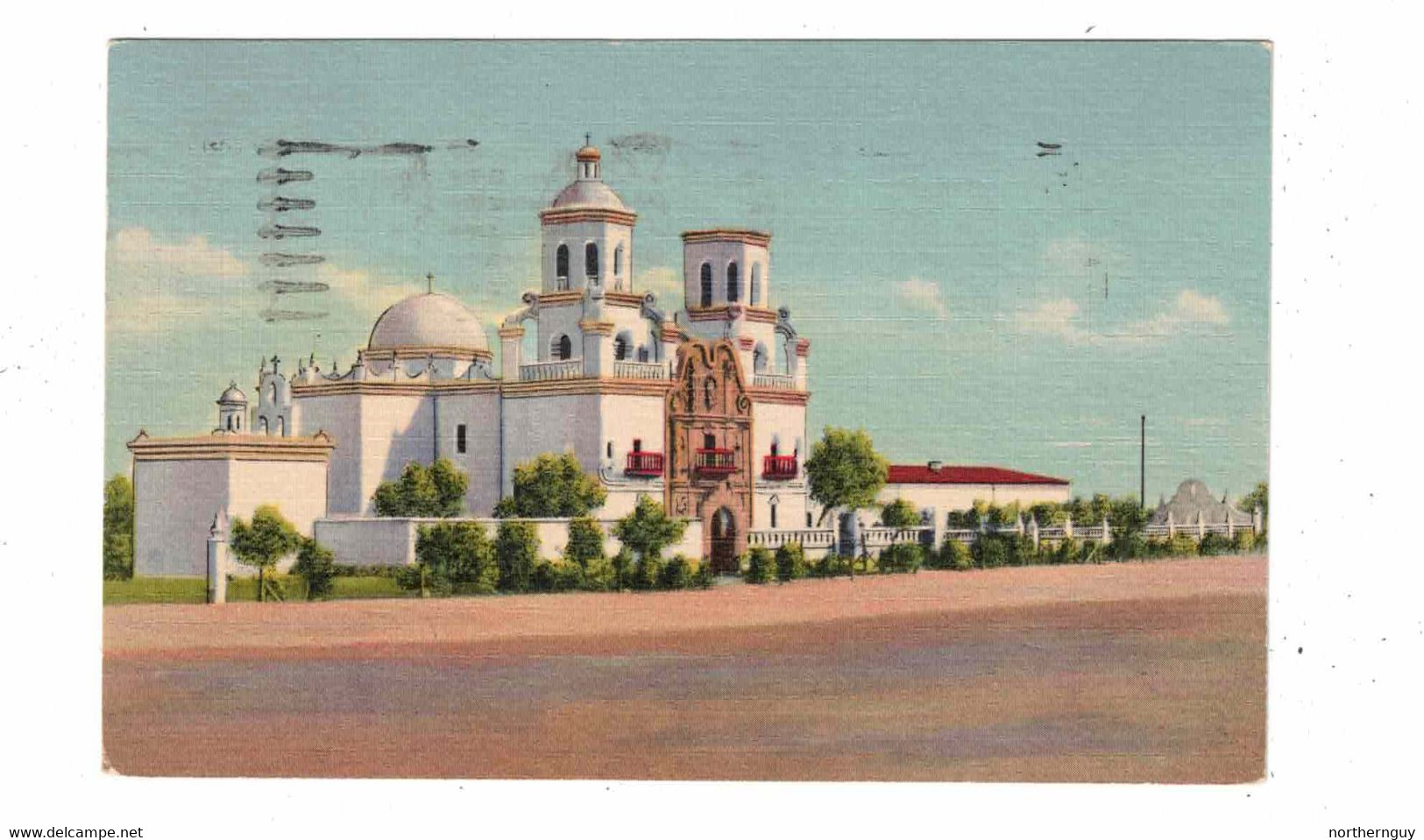 TUSCON, Arizona, USA, Old Mission, San Xavier Del  Bac, 1955 Curteich Linen Post Card - Tucson