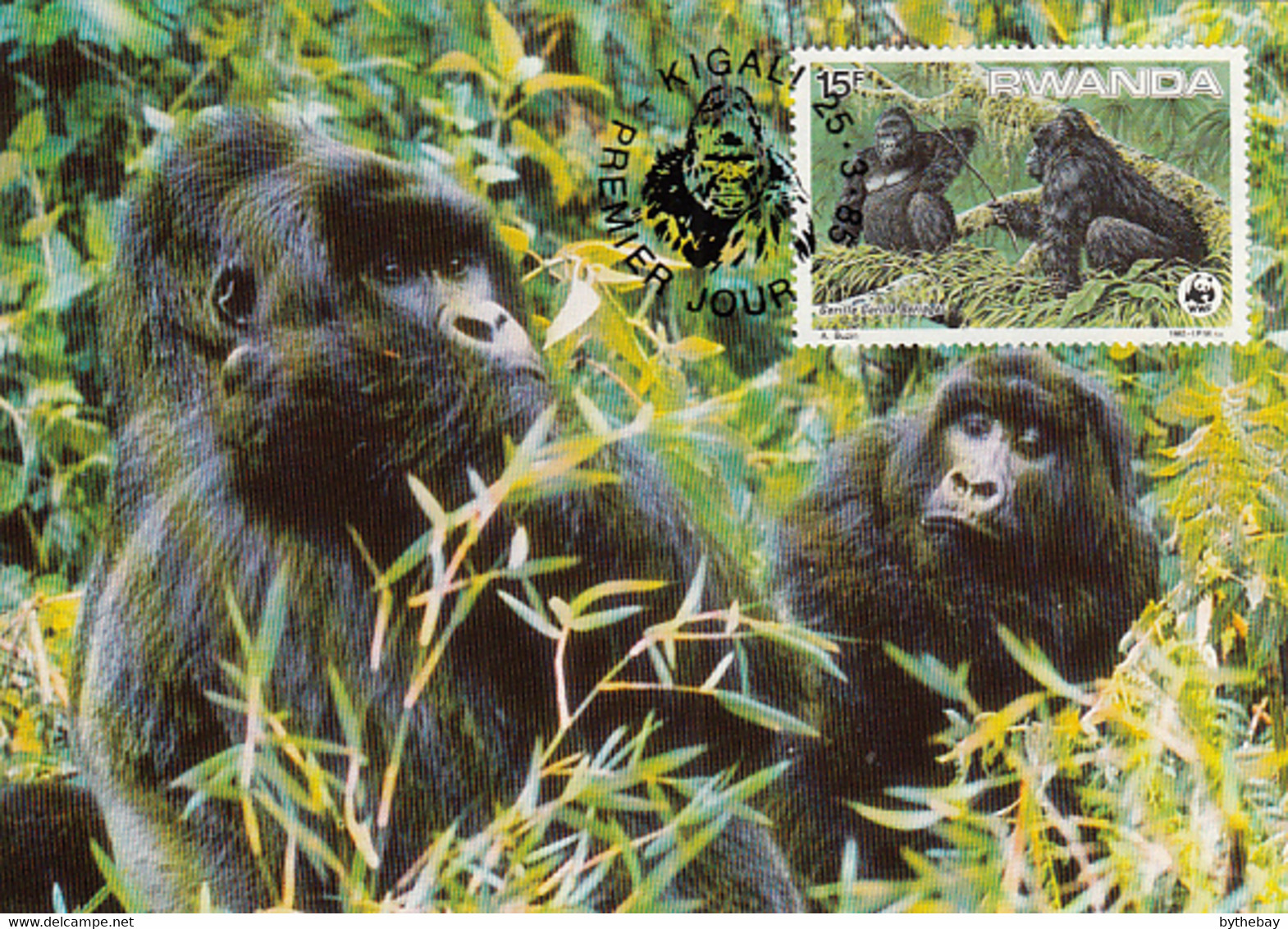 Rwanda 1985 Maxicard Sc #1209 15fr Mountain Gorilla WWF - Used Stamps