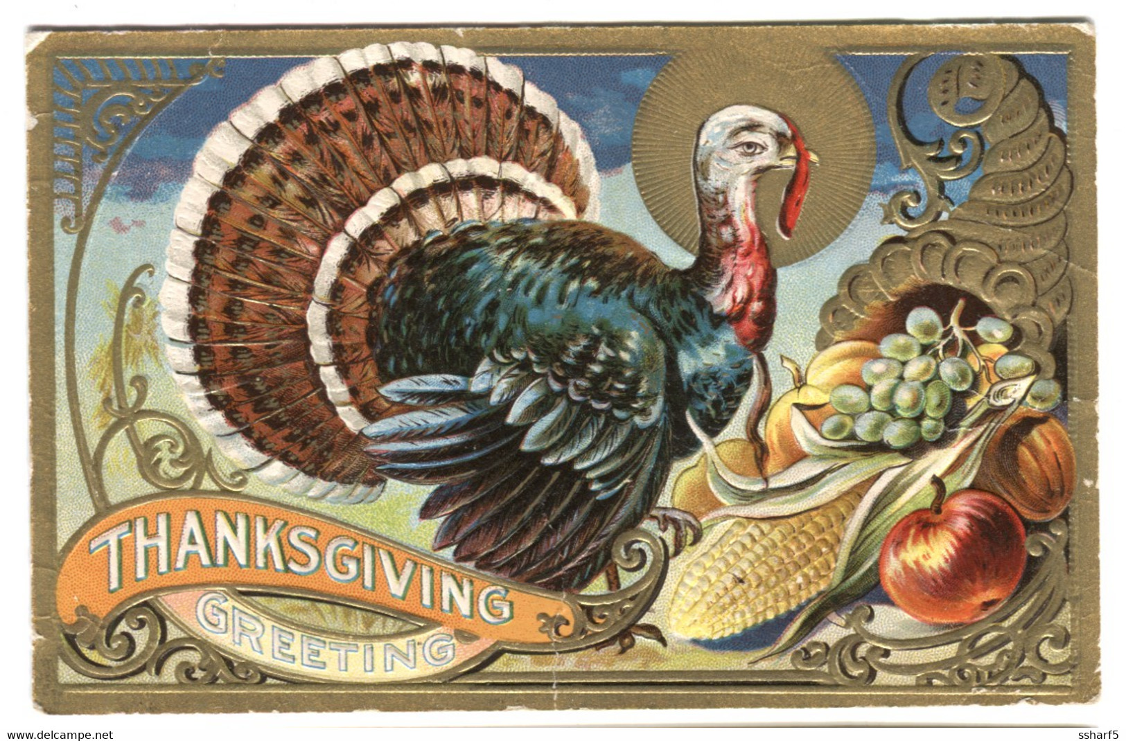 THANKSGIVING Greeting Color Litho Embossed C. 1908 - Thanksgiving