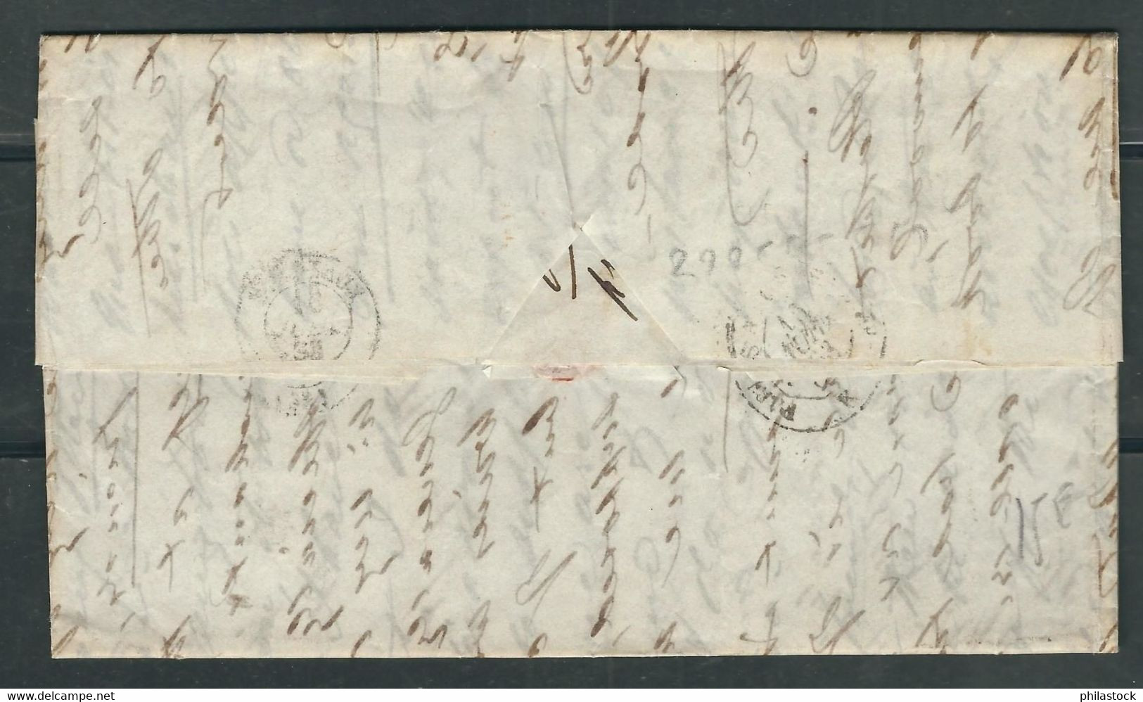 GRANDE BRETAGNE 1863 Marque Postale Taxée Londres Pour Bordeaux - ...-1840 Préphilatélie