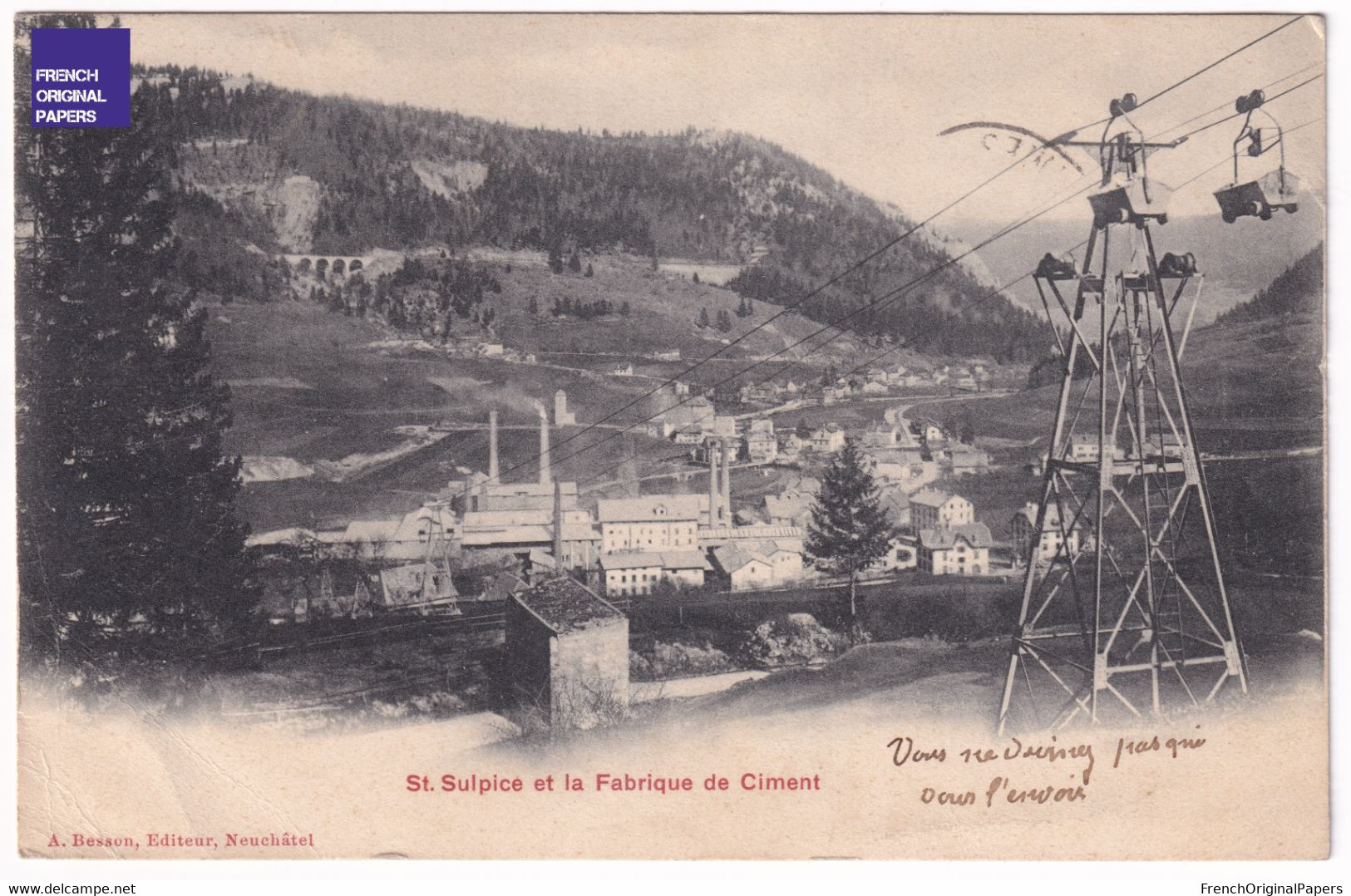 Rare Carte Postale Ancienne 1903 Saint Sulpice - Fabrique De Ciment - Usine - Ed. Besson Neuchâtel D1-133 - Neuchâtel