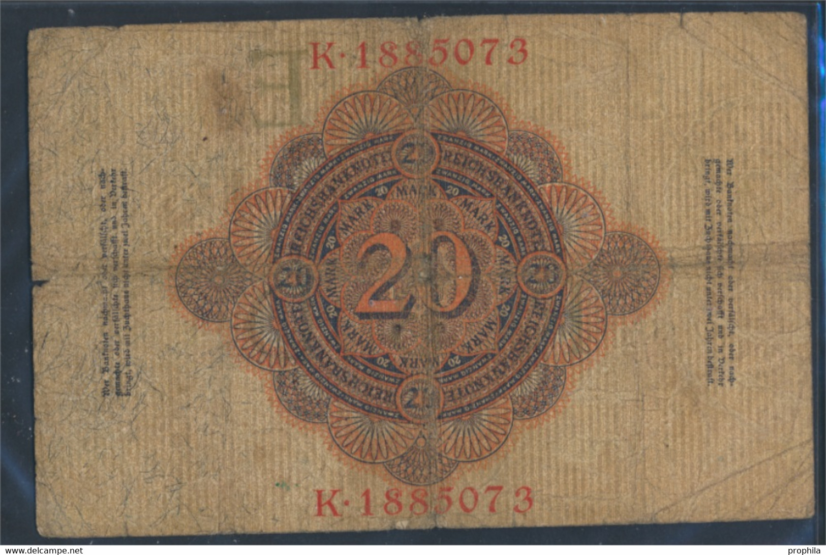 Deutsches Reich Rosenbg: 41 (selten), Mit Wasserzeichen 20 Gebraucht (III) 1910 20 Mark (8466128 - 20 Mark