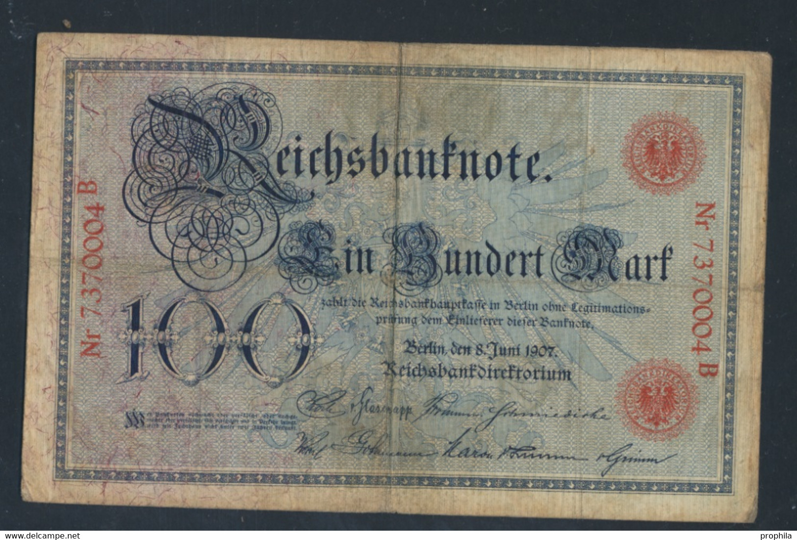 Deutsches Reich Rosenbg: 30 Gebraucht (III) 1907 100 Mark (8981260 - 100 Mark