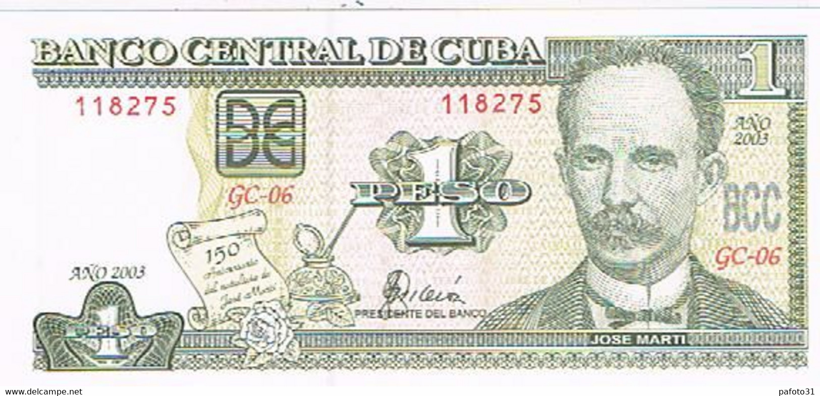 CUBA  BILLET   NEUF  DE 1  PESO  N°118275           BI56 - Cuba