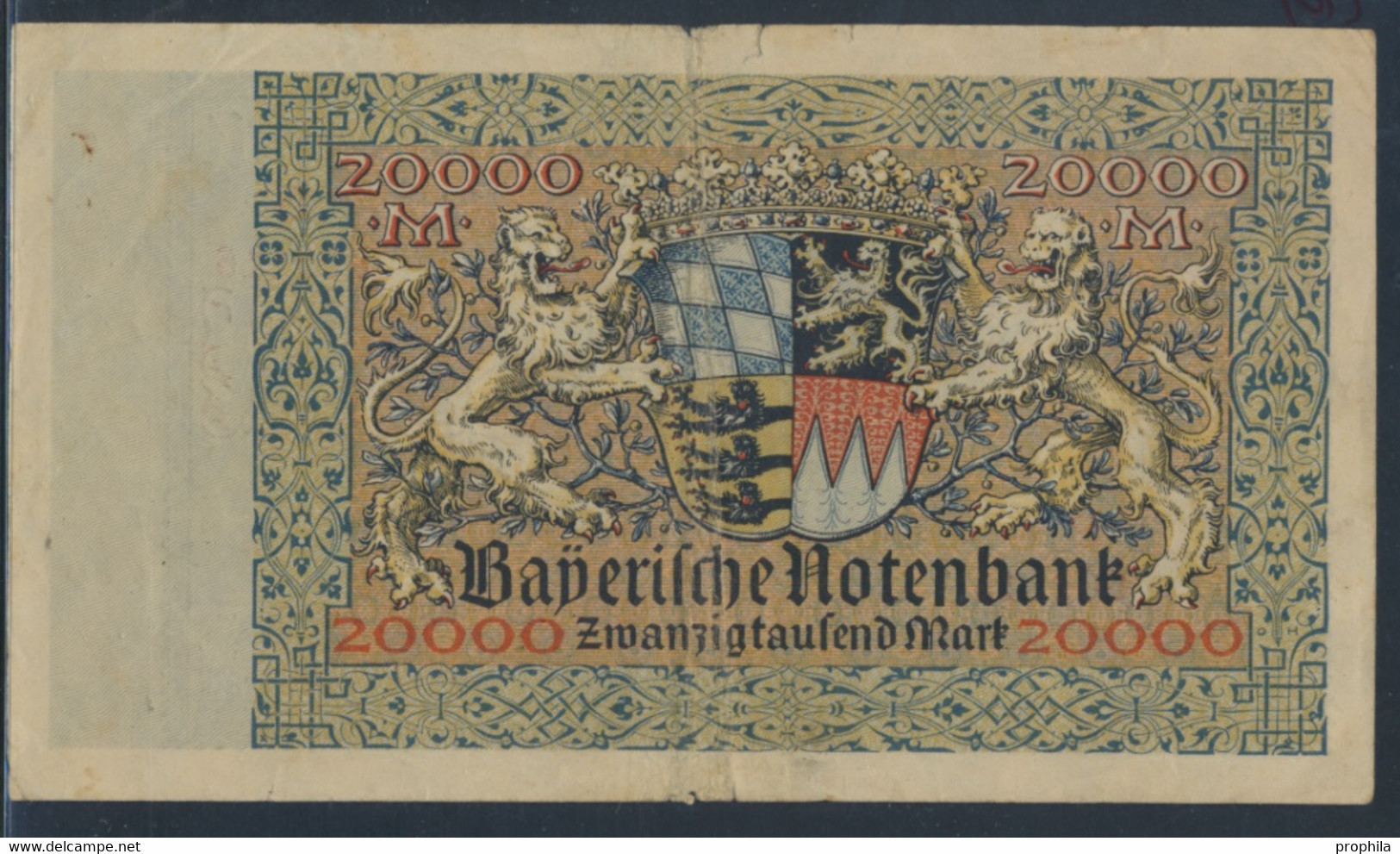 Bayern Rosenbg: BAY7b Länderbanknote Bayern Serie: B (selten) Stark Gebraucht (IV) 1923 20.000 Mark (9469565 - 20000 Mark