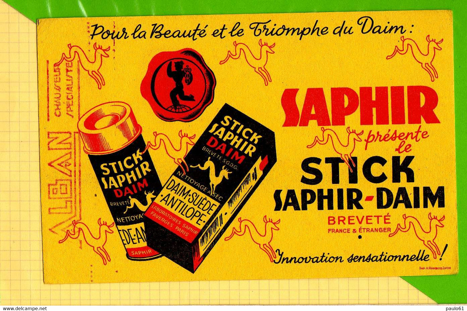 BUVARD &amp; Blotting Paper : Stick SAPHIR DAIM Antilope - Wash & Clean