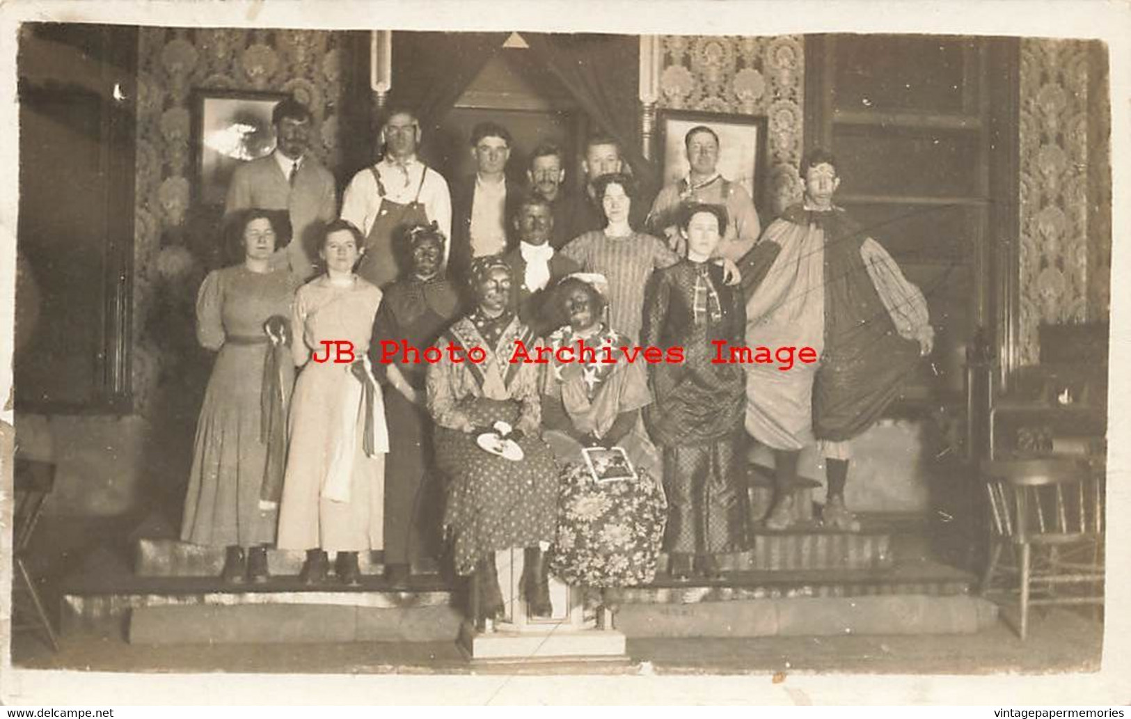 317755-Black Americana, RPPC, Black Face Minstrels, Clown, Theatre Troupe? Photo - Black Americana