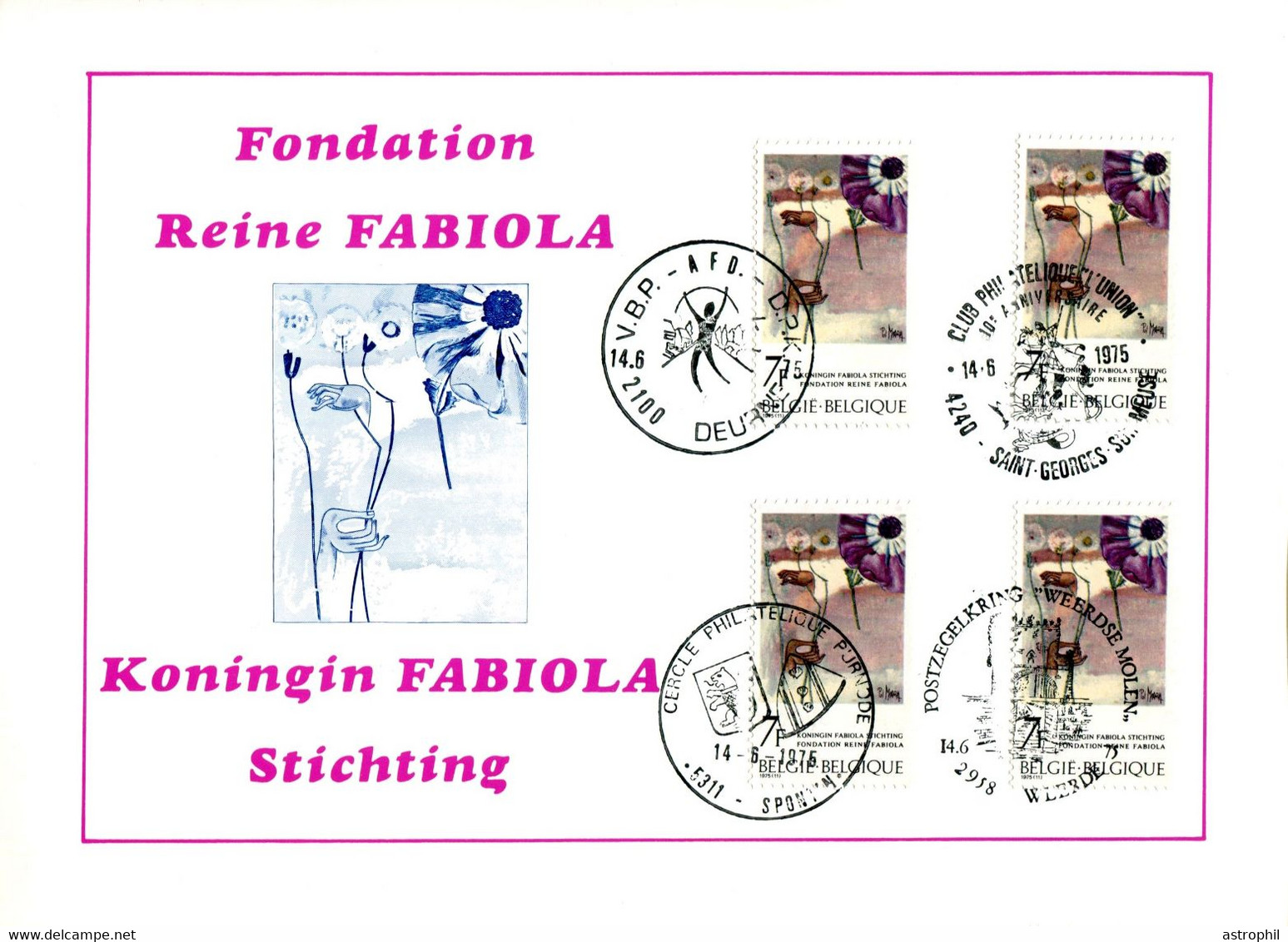18175077 BE 19750614; Fondation Reine Fabiola, Santé Mentale, Armoiries; Fllet 4 ◙blit. Cob1775 - Feuilles Complètes & Feuillets
