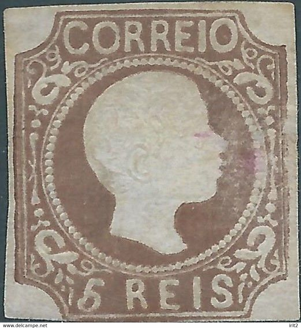 PORTOGALLO -PORTUGAL -1856 King Pedro V - Curly Hair,5R Reddish Brown,Not Used,Mint,Value:€400,00 - Ungebraucht