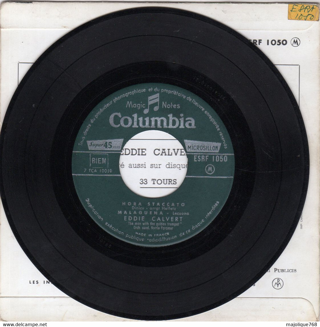 Disque - Eddie Calvert - Ho, Mein Papa - Columbia ESRF 1050 - France 1953 - Jazz