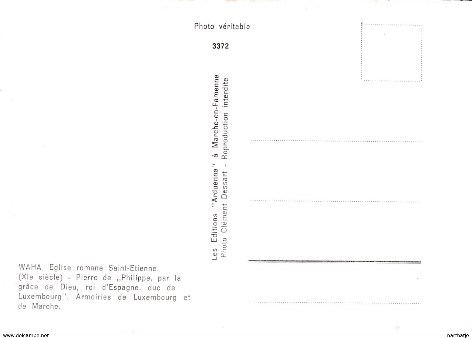 3372-WAHA-Eglise Romane Saint-Etienne (Xie Siècle) - Pierre De "Philippe…duc De Luxembourg"-Armoiries De Luxembourg Et D - Marche-en-Famenne
