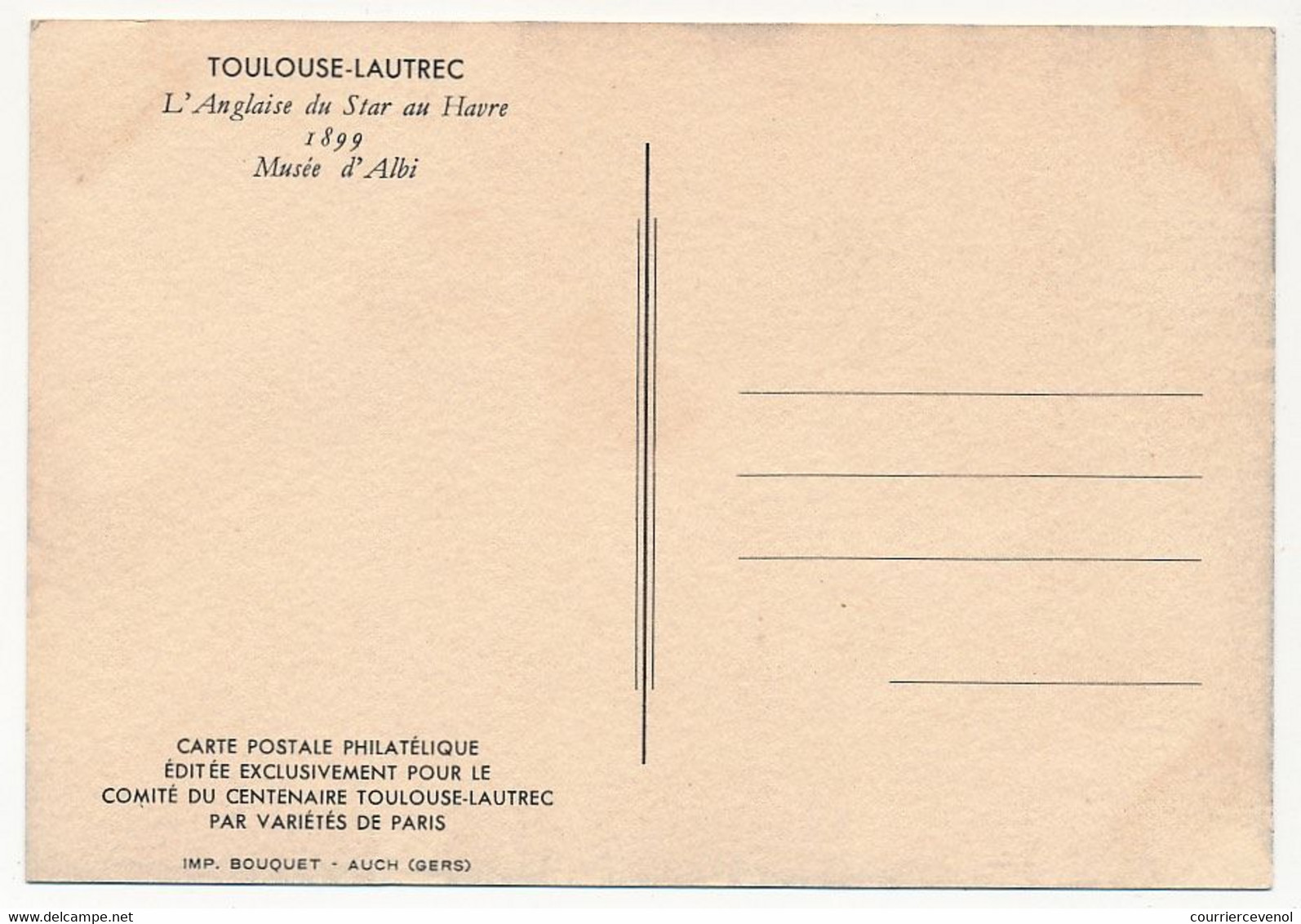FRANCE - 2 Cartes Maximum - 1,00F Toulouse Lautrec - Cachets D'Albi Et De Paris (Jour D'émission) - 1960-1969