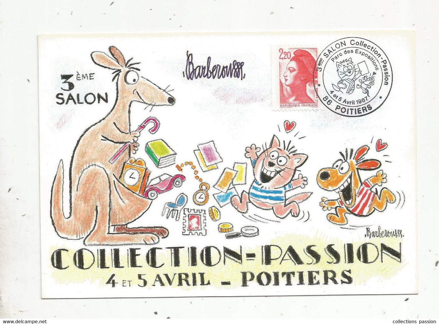 Cp, Bourses & Salons De Collections, 3 E Salon Collection-Passion,1987 , Poitiers , Illustrateur Barberousse , Vierge - Bourses & Salons De Collections