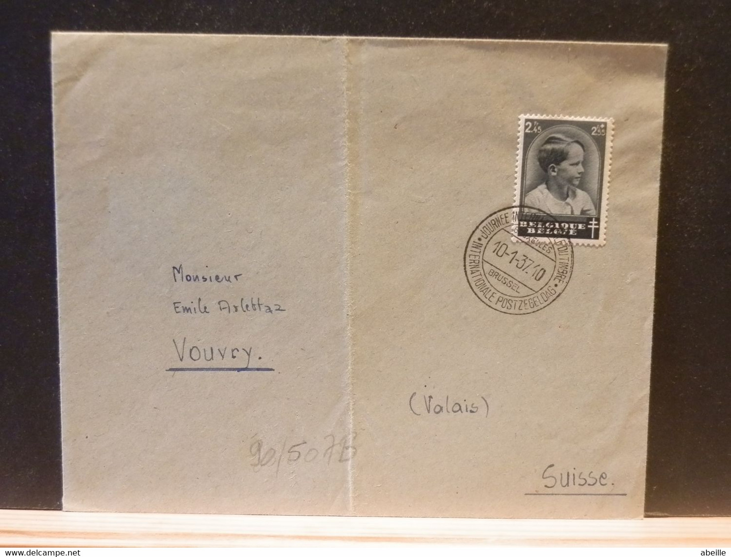 90/507B LETTRE     BELGE 1937 POUR LA SUISSE - Andere & Zonder Classificatie