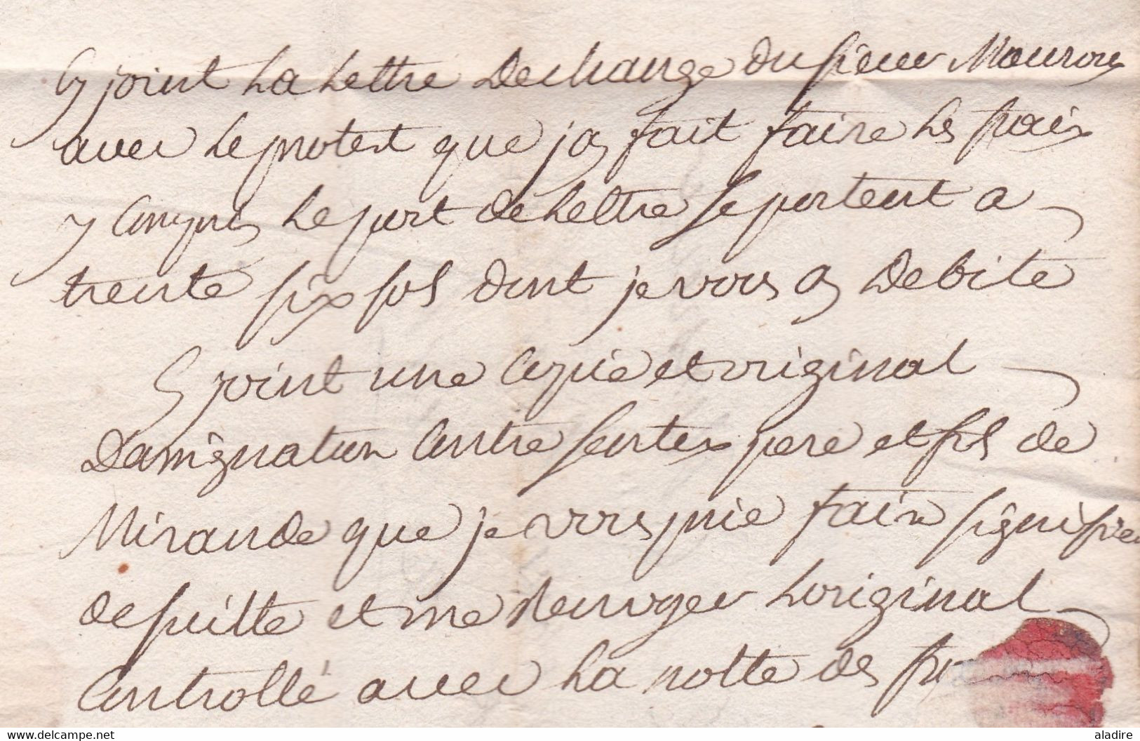 1781 - Marque Postale DE TOULOUSE (20 Mm X 2 Mm) Sur Lettre Pliée Avec Correspondance Vers Auch, Gers - Taxe 6 - 1701-1800: Précurseurs XVIII