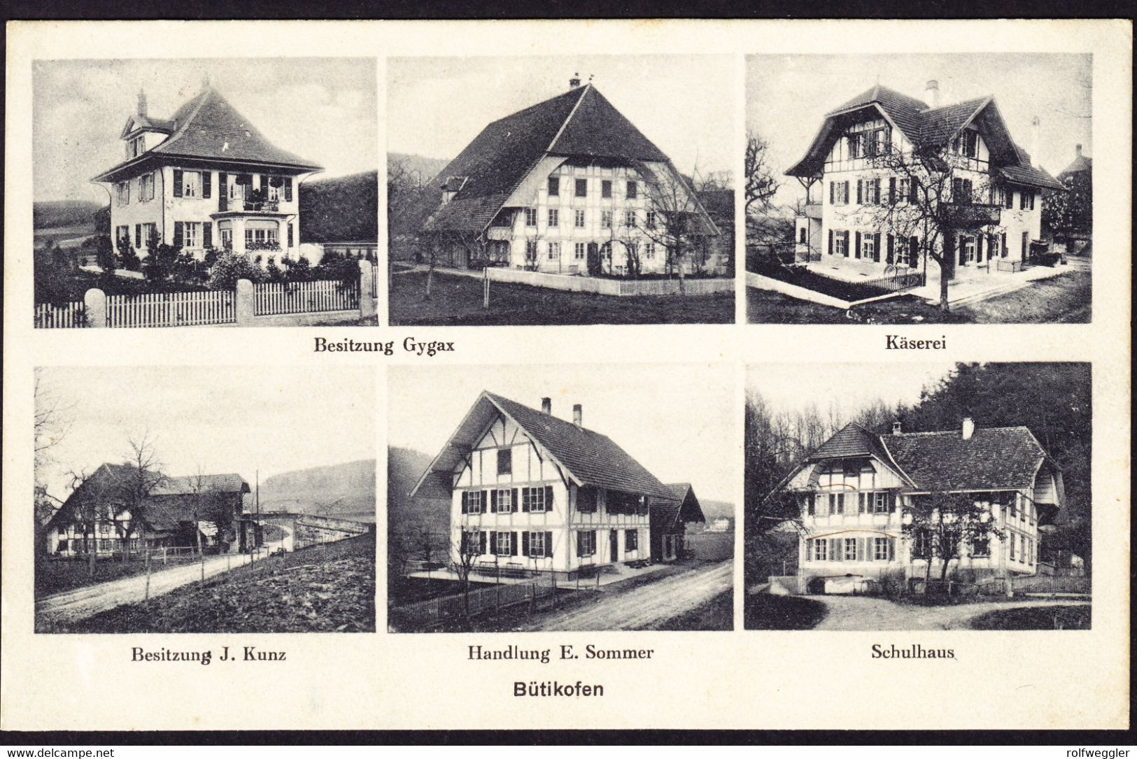 1912 Gelaufene AK Aus Butikofen Mit Stempel Kirchberg Nach Thun. 6 Bildrig: Käserei, Schulhaus Und - Kirchberg