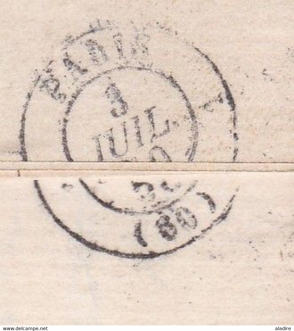 1850  QV  - lettre pliée avec correspondance en français de LIVERPOOL, Angleterre vers PARIS, France - entrée par CALAIS