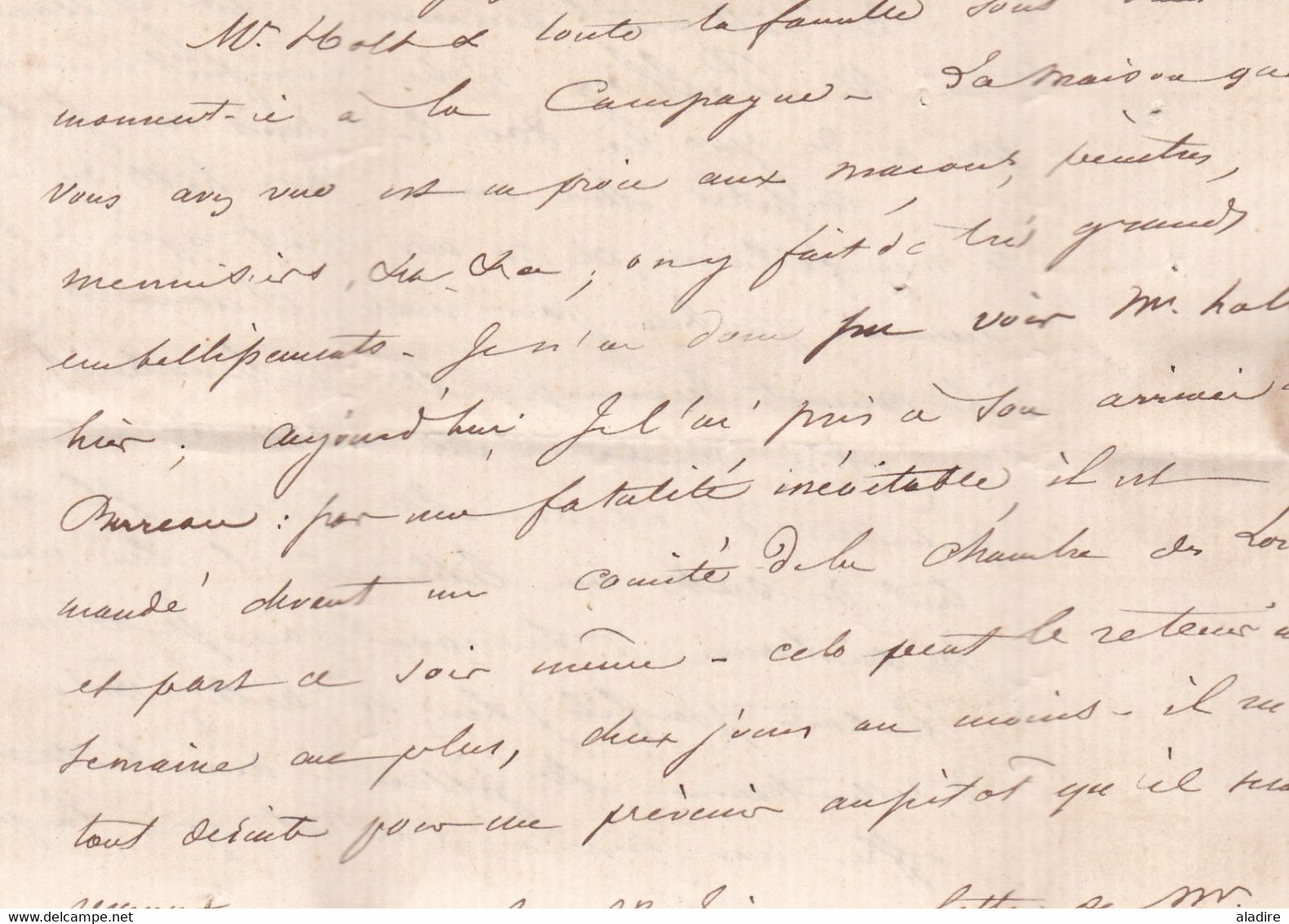 1850  QV  - lettre pliée avec correspondance en français de LIVERPOOL, Angleterre vers PARIS, France - entrée par CALAIS