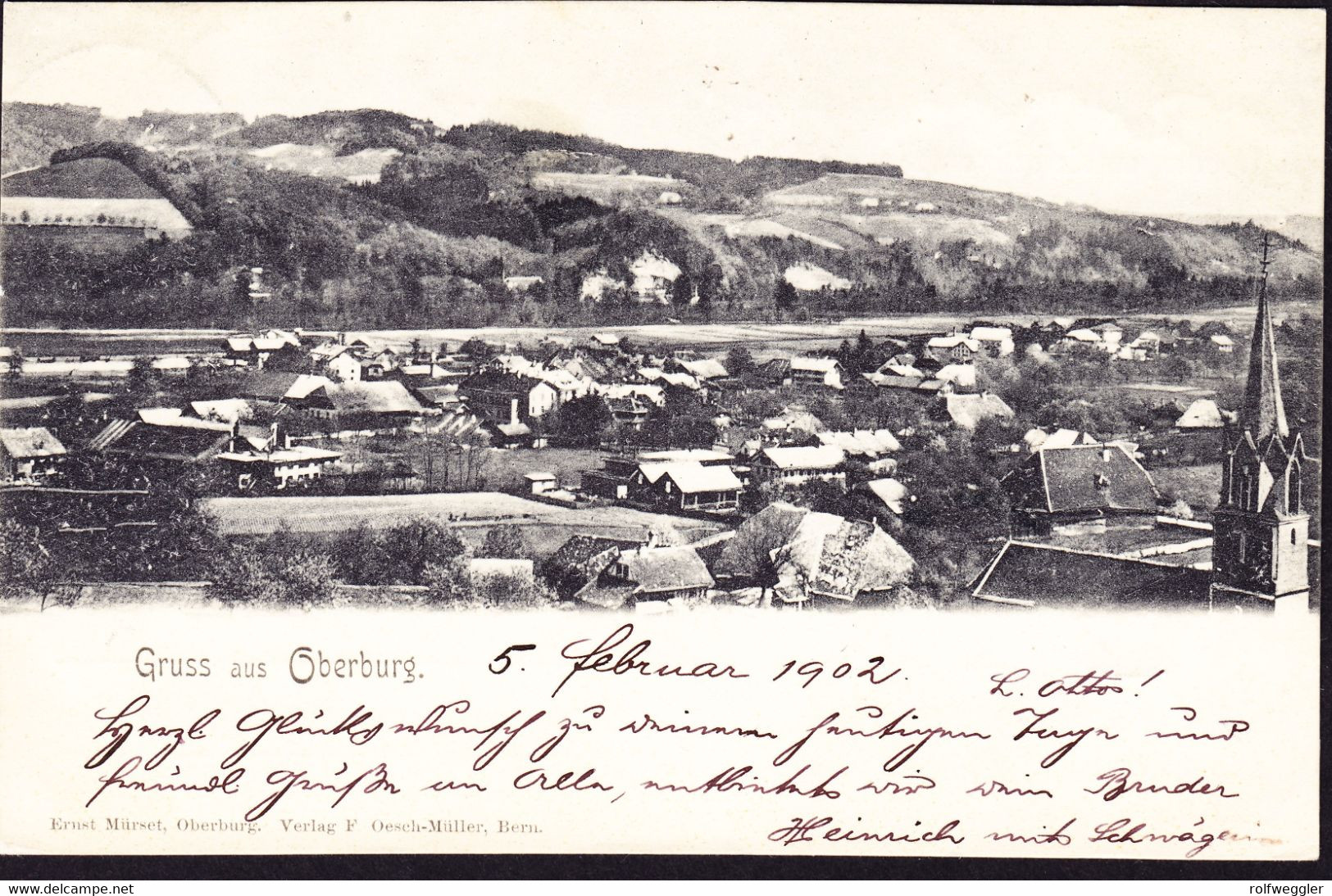 1902 Gelaufene AK Aus Oberburg Nach Zürich. Gruss Aus Oberburg - Oberburg