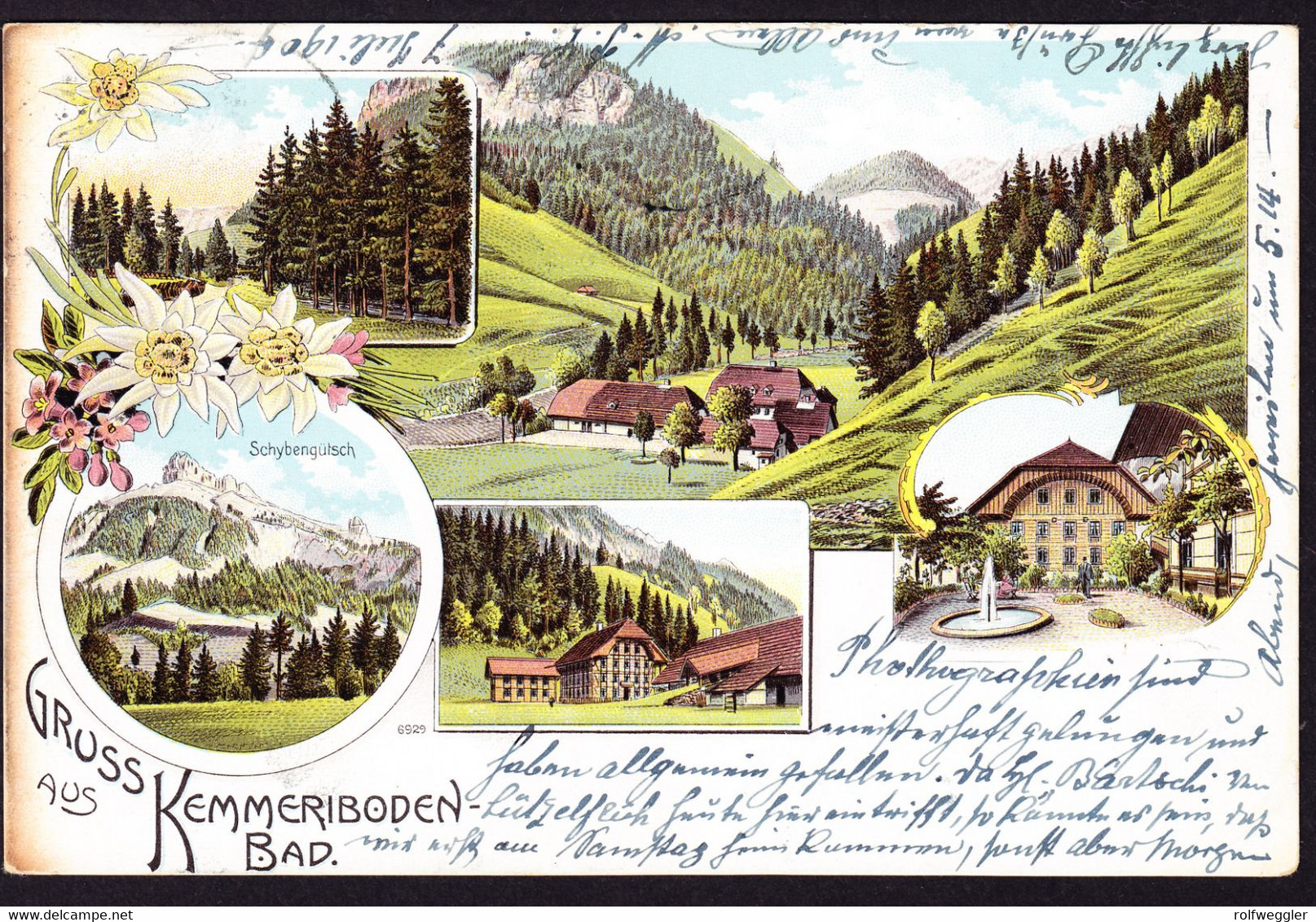 1904 Gelaufene Litho-AK: Gruss Aus Kemmeriboden-Bad. Stempel Kemmeriboden B. Schangnau. - Schangnau