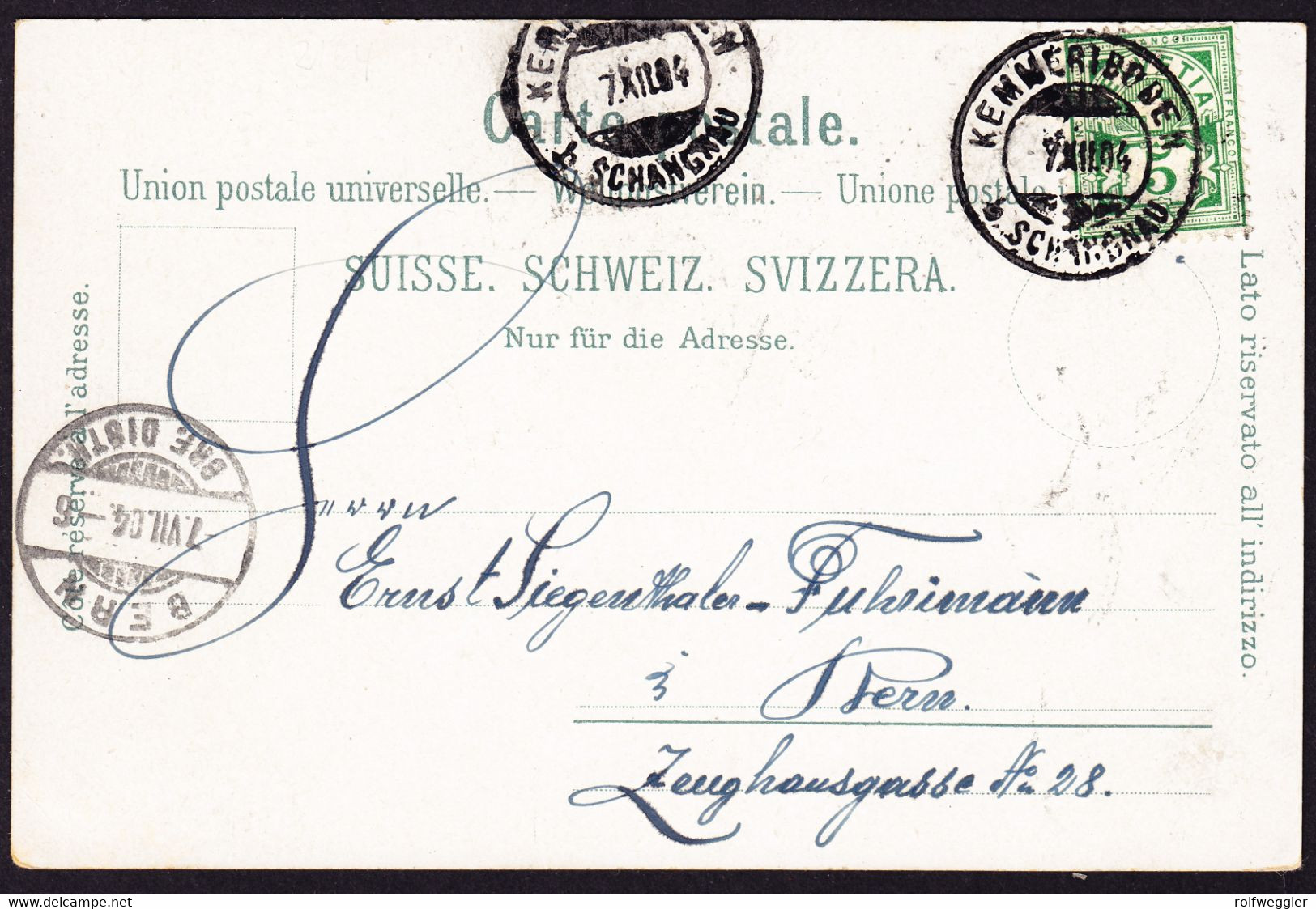 1904 Gelaufene Litho-AK: Gruss Aus Kemmeriboden-Bad. Stempel Kemmeriboden B. Schangnau. - Schangnau