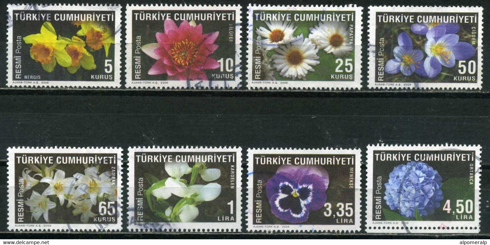 Turkey 2009 - Mi. D271-278 O, Official Stamps | Flowers | Plants (Flora) - Official Stamps