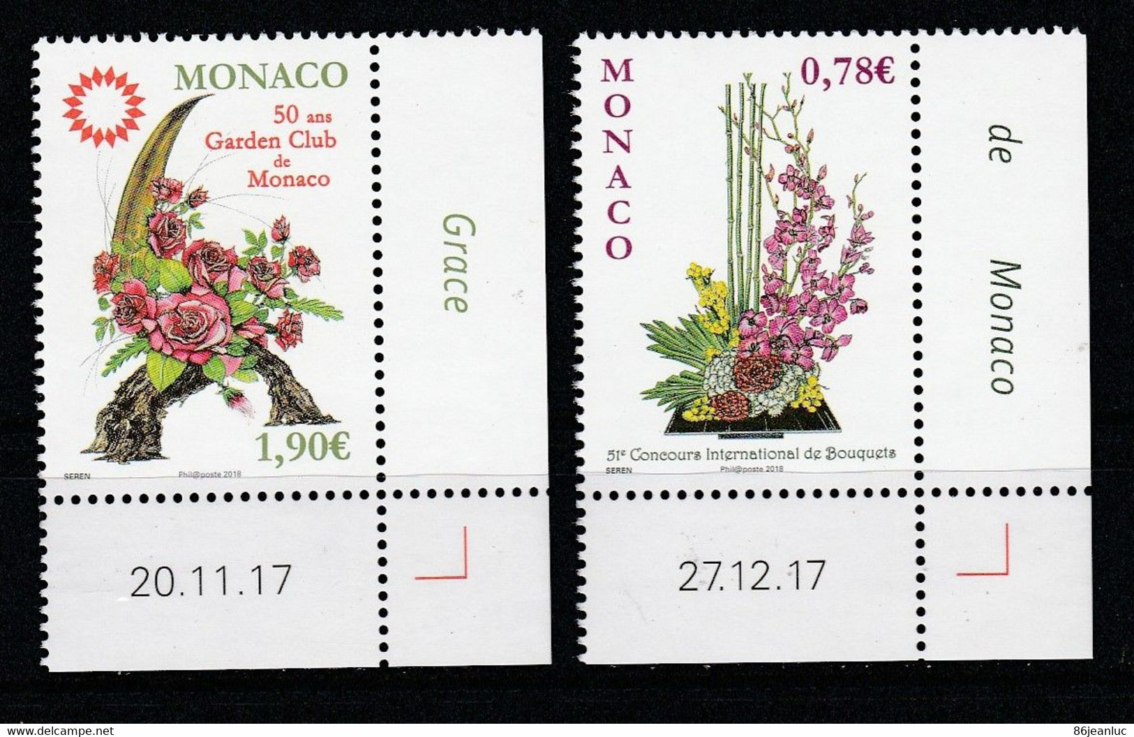 Monaco 2018 : LUXE !!! - N°3128 & 3130 - Concours International De Bouquets Et Garden Club  - Neuf** - En Coin Daté - - Nuovi