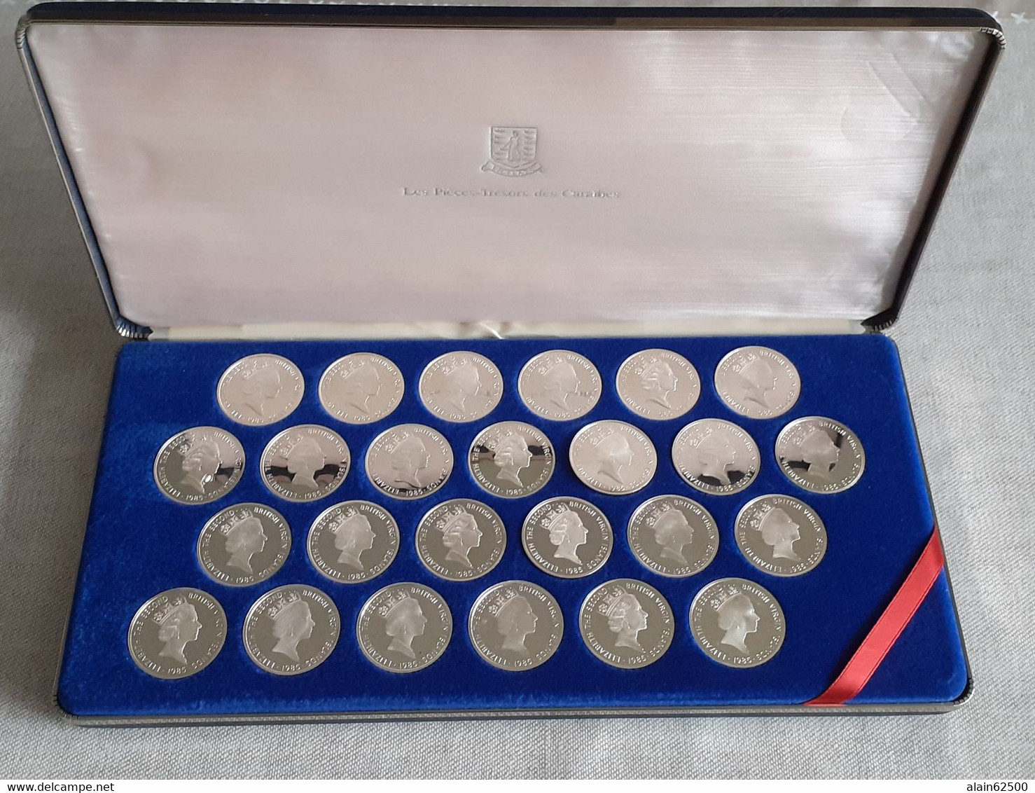 ILES VIERGES BRITANIQUES . COFFRET DE 25 PIECES DE 20 DOLLARS ELIZABETH II .  1985 . - British Virgin Islands