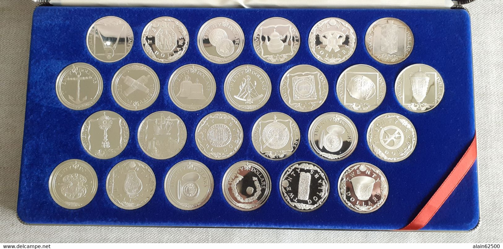 ILES VIERGES BRITANIQUES . COFFRET DE 25 PIECES DE 20 DOLLARS ELIZABETH II .  1985 . - British Virgin Islands