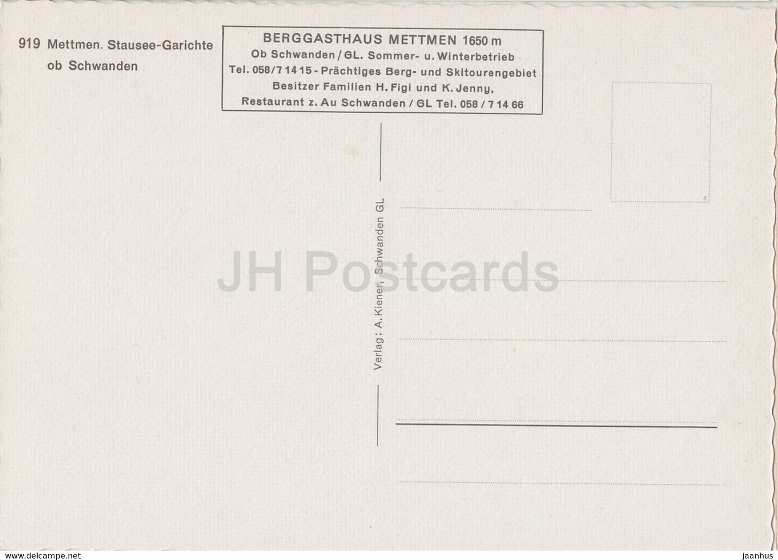 Mettmen - Stausee Garichte Ob Schwanden - Multiview - 919 - Switzerland - Unused - Schwanden