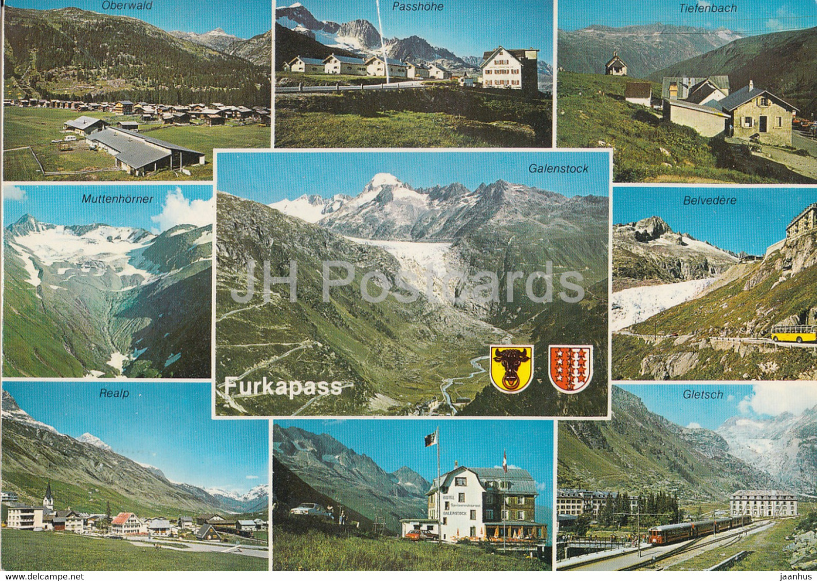 Furkapass 2431 M - Oberwald - Passhohe - Tiefenbach - Galenstock - Train  Multiview - 1771 - 1991 - Switzerland - Unused - Oberwald