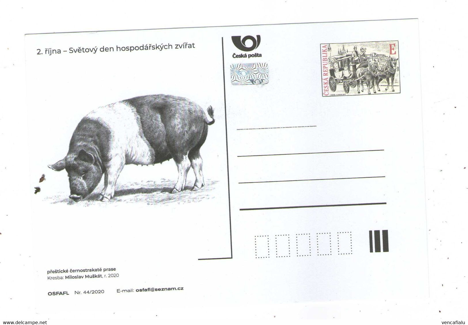 Czech Republic 2020 - Nice Czech Pig Bred "Presticke Black-spotted", Special Postcard,MNH - Farm
