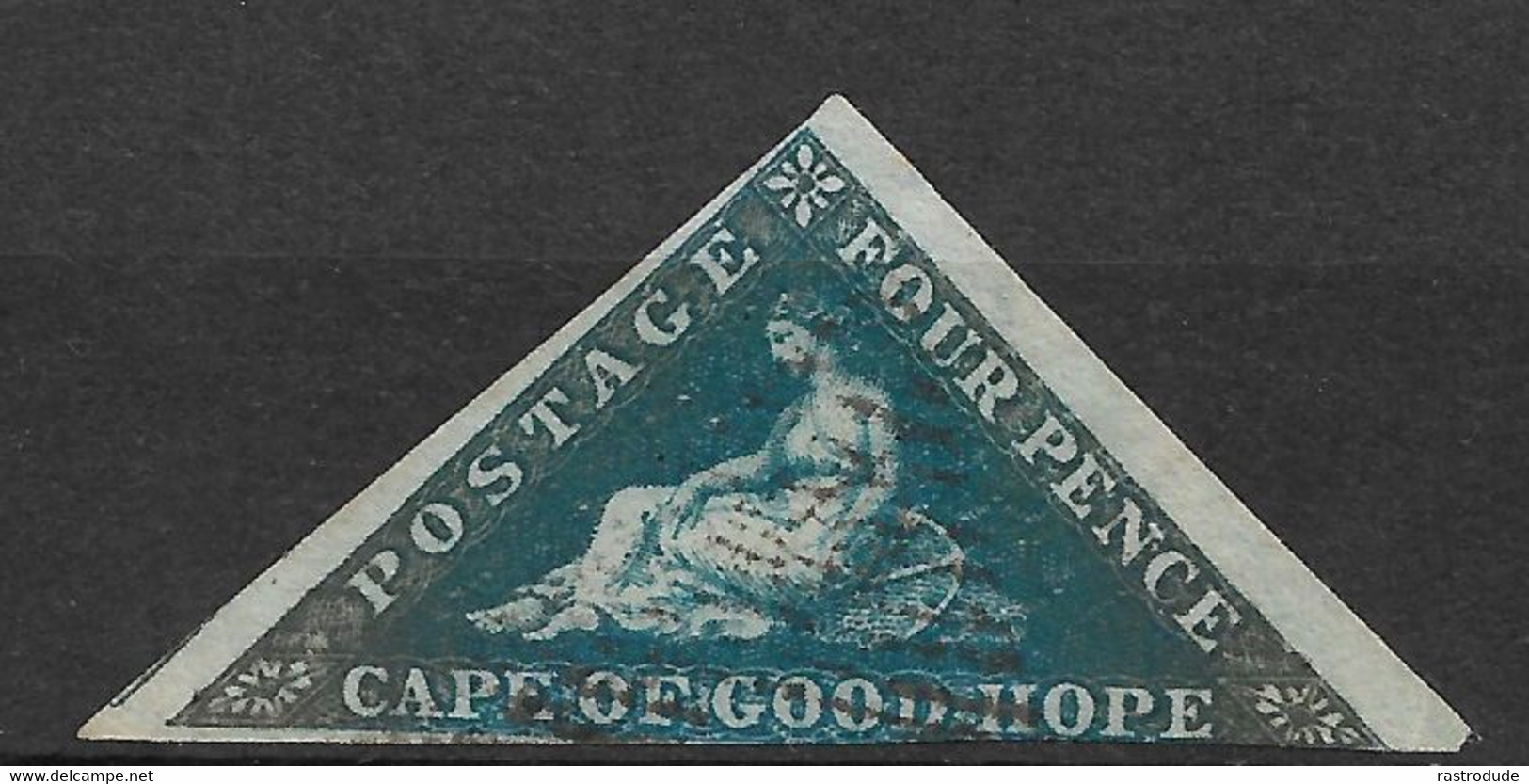 1853 CAPE OF GOOD HOPE - SG. 2  4d BLUE On Deeply Blued Paper - Used - Cap De Bonne Espérance (1853-1904)