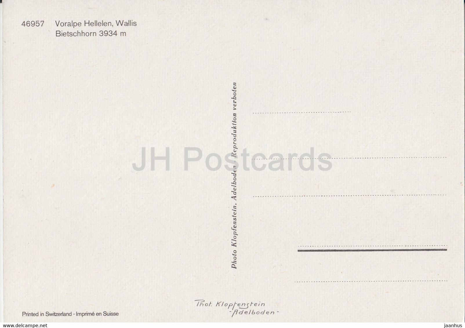 Voralpe Hellelen - Wallis - Bietschhorn 3934 M - 46957 - Switzerland - Unused - Altri & Non Classificati