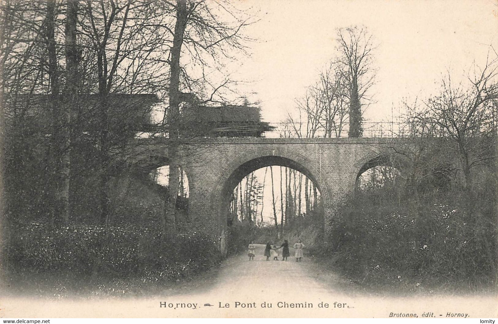 80 Hornoy Le Pont Du Chemin De Fer Train Locomotive Cpa Cachet Hornoy 1904 - Hornoy Le Bourg