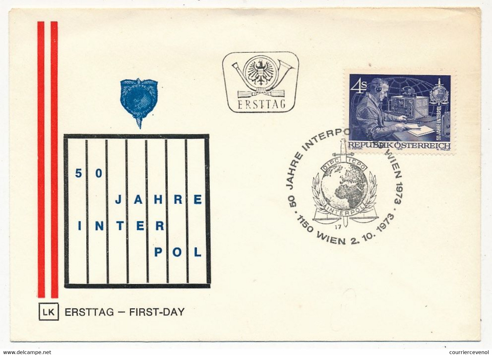 AUTRICHE - FDC - 50 Ans D' INTERPOL - WIEN - 2/10/1973 - FDC