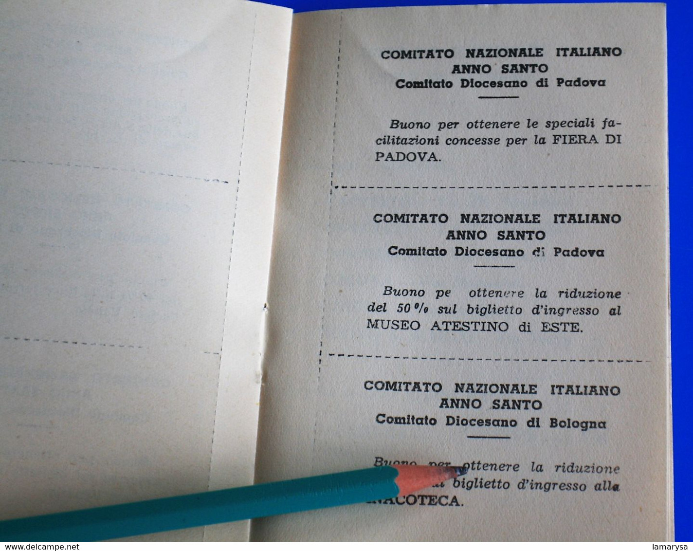 COMITATO  NAZIONAL ITALIANO ANNO SANTO-☛LIBRETTO PER FACILITAZIONI E 50% RIDUZIONI-☛DI VENEZIA/PADOVA/BOLOGNA/RAVENNA - Europe