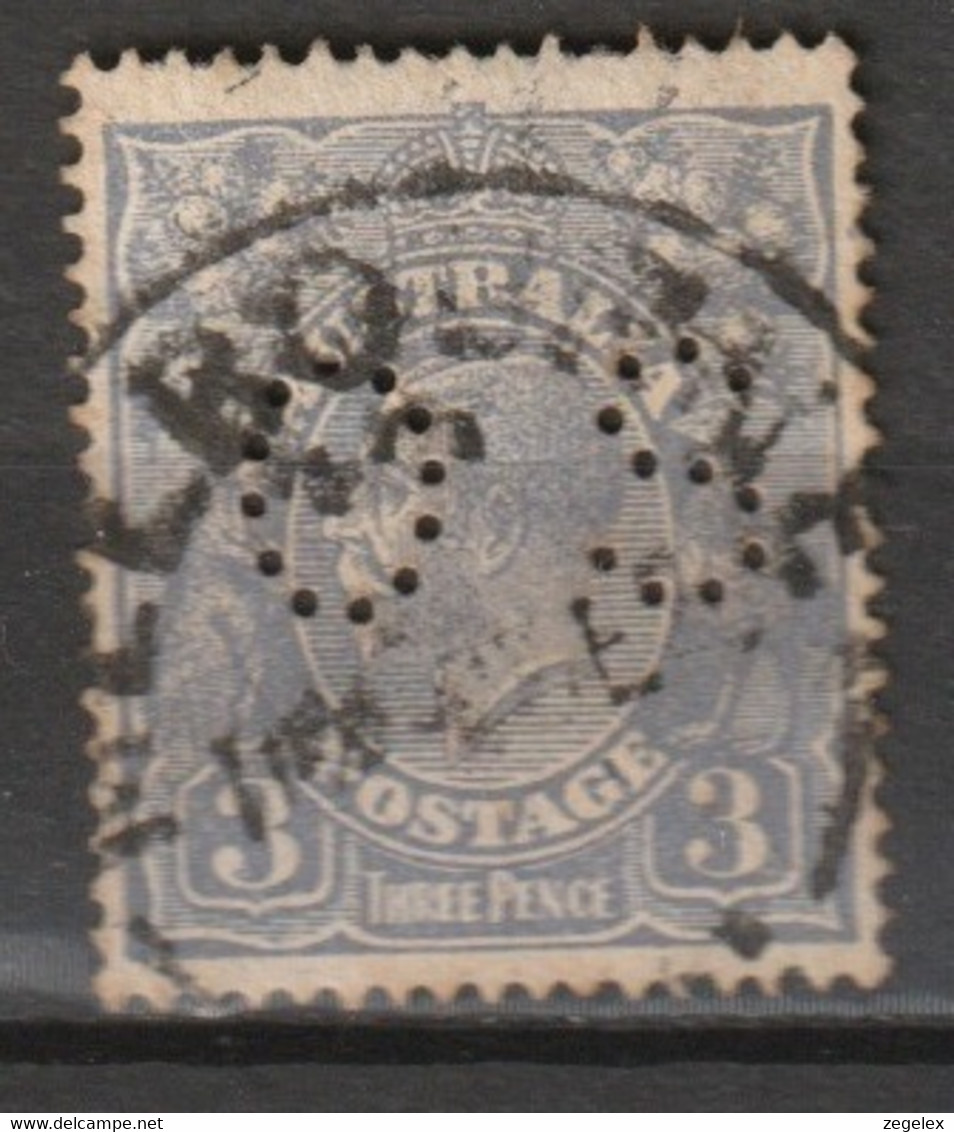 Australia 1924 Service George V 3d-  Lochung Type 2 (8 Mm). Mi D55 Type II - Service