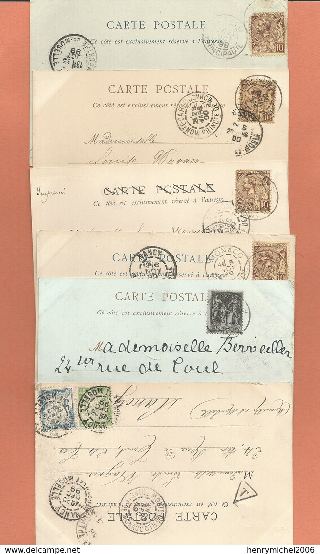 Monaco Lot De 6 Cpa Cachet 1899 - Postmarks