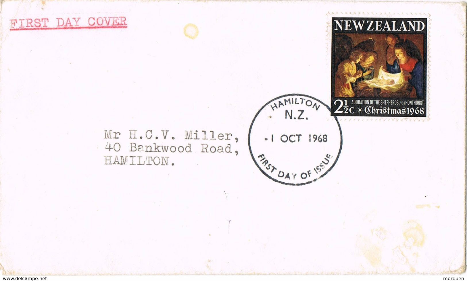 37894. Carta F.D.C. HAMILTON (New Zealand) 1968. Christmas 68, Navidad - Covers & Documents