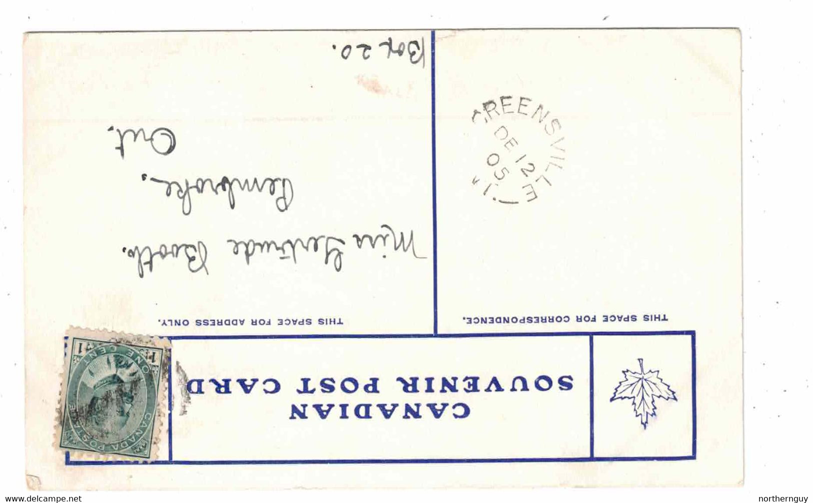 HAMILTON, Ontario, Canada, Ontario Normal College With 1905 Split-Ring Cancel From GREENSVIILE, Ont, Wentworth County - Hamilton