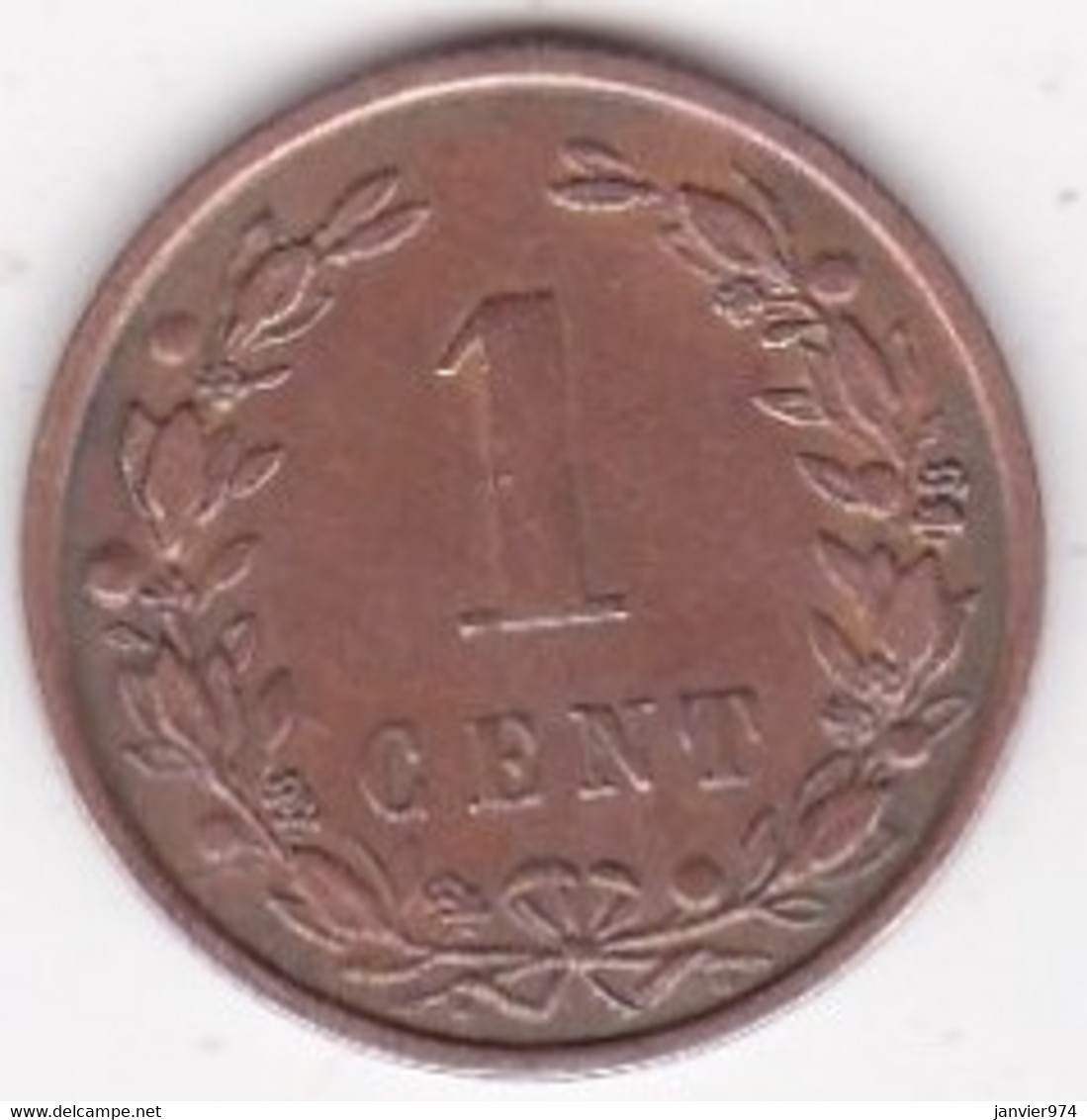 Pays-Bas, 1 Cent 1901, WILHELMINA I. Bronze. KM# 130 - 1 Centavos
