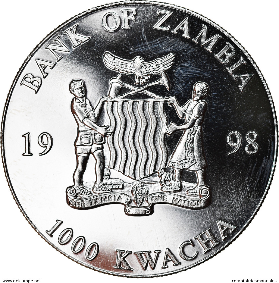 Monnaie, Zambie, 1000 Kwacha, 1998, British Royal Mint, SPL, Silver Plated - Zambia