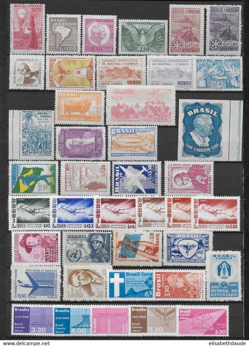 BRASIL - POSTE AERIENNE - BEL ENSEMBLE SUR 2 PAGES ** MNH (QUELQUES RARES * MLH) - Aéreo