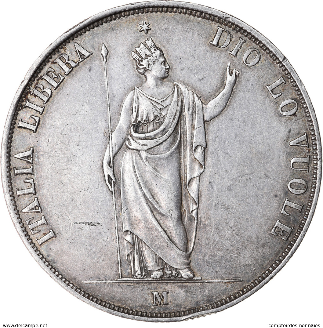 Gouvernement Provisoire De Lombardie, 5 Lire, 1848, Milan, Argent, TTB+, KM:22.1 - Governo Rivoluzionario Provvisiorio