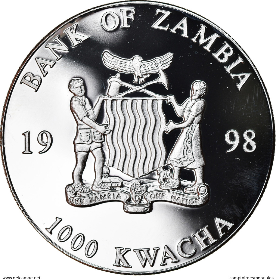 Monnaie, Zambie, 1000 Kwacha, 1998, British Royal Mint, SPL, Silver Plated - Zambia